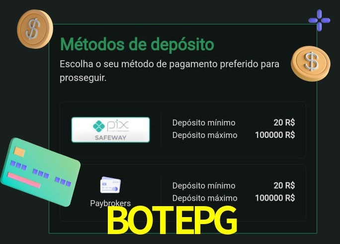O cassino BOTEPG oferece uma grande variedade de métodos de pagamento